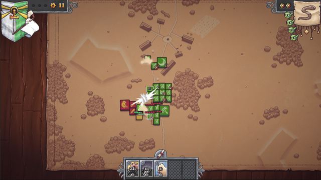 Melee clash between red and green troops on the battle map